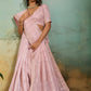Light Pink Organza Silk Saree with Subtle Zari Stripes