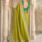 Lime Green Banarasi Silk Saree with Meenakari Paithani Pallu and Rama Green Blouse