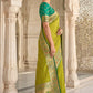Lime Green Banarasi Silk Saree with Meenakari Paithani Pallu and Rama Green Blouse
