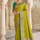 Lime Green Banarasi Silk Saree with Meenakari Paithani Pallu and Rama Green Blouse