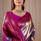 Metallic Lavender Purple Banarasi Kanjivaram Silk Saree with Rich Pink Zari Work