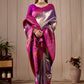 Metallic Lavender Purple Banarasi Kanjivaram Silk Saree with Rich Pink Zari Work