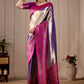 Metallic Lavender Purple Banarasi Kanjivaram Silk Saree with Rich Pink Zari Work
