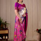 Metallic Lavender Purple Banarasi Kanjivaram Silk Saree with Rich Pink Zari Work