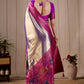 Metallic Lavender Purple Banarasi Kanjivaram Silk Saree with Rich Pink Zari Work