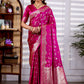 Magenta Pink Banarasi Kanjivaram Silk Saree with Rich Zari Work