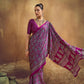 Magenta Printed Silk Saree with Traditional Ajrakh-Inspired Geometric Design