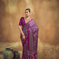 Magenta Printed Silk Saree with Traditional Ajrakh-Inspired Geometric Design