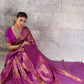 Magenta Purple Banarasi Kanjivaram Silk Saree with Rich Zari Work