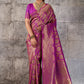 Magenta Purple Banarasi Kanjivaram Silk Saree with Rich Zari Work