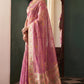 Mauve Pink Chanderi Organza Saree with Minakar Zari Border