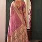 Mauve Pink Chanderi Organza Saree with Minakar Zari Border