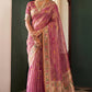 Mauve Pink Chanderi Organza Saree with Minakar Zari Border