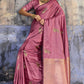 Mauve Pink Designer Katan Silk Saree with Antique Zari Border and Tiger Buttas