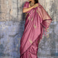 Mauve Pink Designer Katan Silk Saree with Antique Zari Border and Tiger Buttas