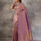 Mauve Purple Banarasi Kanjivaram Silk Saree with Rich Zari Work