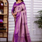 Mauve Purple Banarasi Kanjivaram Silk Saree with Rich Zari Work