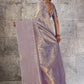 Metallic Grey Lavender Banarasi Kanjivaram Silk Saree with Rich Zari Work