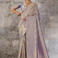 Metallic Grey Lavender Banarasi Kanjivaram Silk Saree with Rich Zari Work