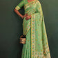 Mint Green Chanderi Organza Saree with Minakari Zari Border