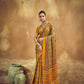 Mustard Yellow Printed Silk Saree with Ajrakh-Inspired Geometric Motifs