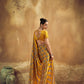 Mustard Yellow Printed Silk Saree with Ajrakh-Inspired Geometric Motifs
