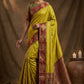 Mustard Yellow Silk Saree with Maroon Zari Border & Rich Pallu