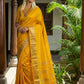 Mustard Yellow Traditional Silk Saree for Women with Golden Zari Border