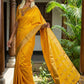 Mustard Yellow Traditional Silk Saree for Women with Golden Zari Border