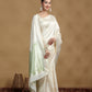 Off-White Banarasi Silk Saree with Subtle Pastel Green Border