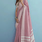 Onion Pink Soft Linen Silk Saree with Chikankari Border