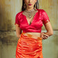 Orange Soft Silk Saree for Women with Golden Zari Border