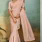 Peach Beige Organza Silk Saree with Subtle Zari Stripes