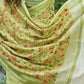 Pista Green Linen Cotton Saree with Floral Embroidery Work