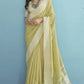 Pista Green Soft Linen Silk Saree with Chikankari Border