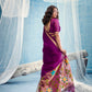 Plum Purple Linen Organza Saree with Floral Organza Pallu & Zari Border