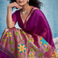 Plum Purple Linen Organza Saree with Floral Organza Pallu & Zari Border
