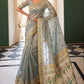 Powder Blue Chanderi Organza Saree with Minakari Zari Border
