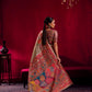Premium Olive Green Kanjivaram Silk Saree with Rich Multicolor Floral Zari Border