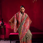 Premium Olive Green Kanjivaram Silk Saree with Rich Multicolor Floral Zari Border