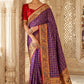 Purple Banarasi Silk Saree with Meenakari Paithani Pallu and Red Blouse