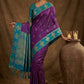 Purple Silk Saree with Teal Green Zari Border & Rich Pallu