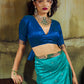 Rama Blue Soft Silk Saree for Women with Elegant Zari Border
