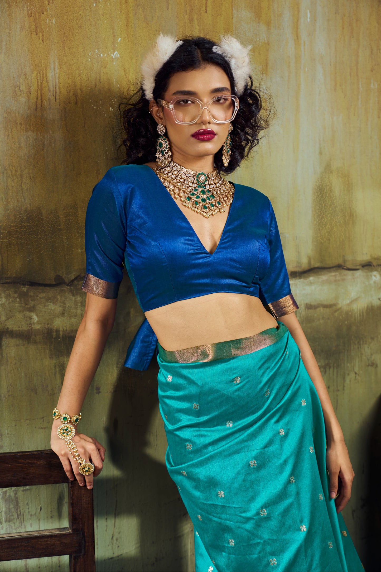 Rama Blue Soft Silk Saree for Women with Elegant Zari Border