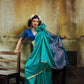 Rama Blue Soft Silk Saree for Women with Elegant Zari Border