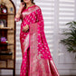 Rani Pink Banarasi Kanjivaram Silk Saree with Rich Zari Work