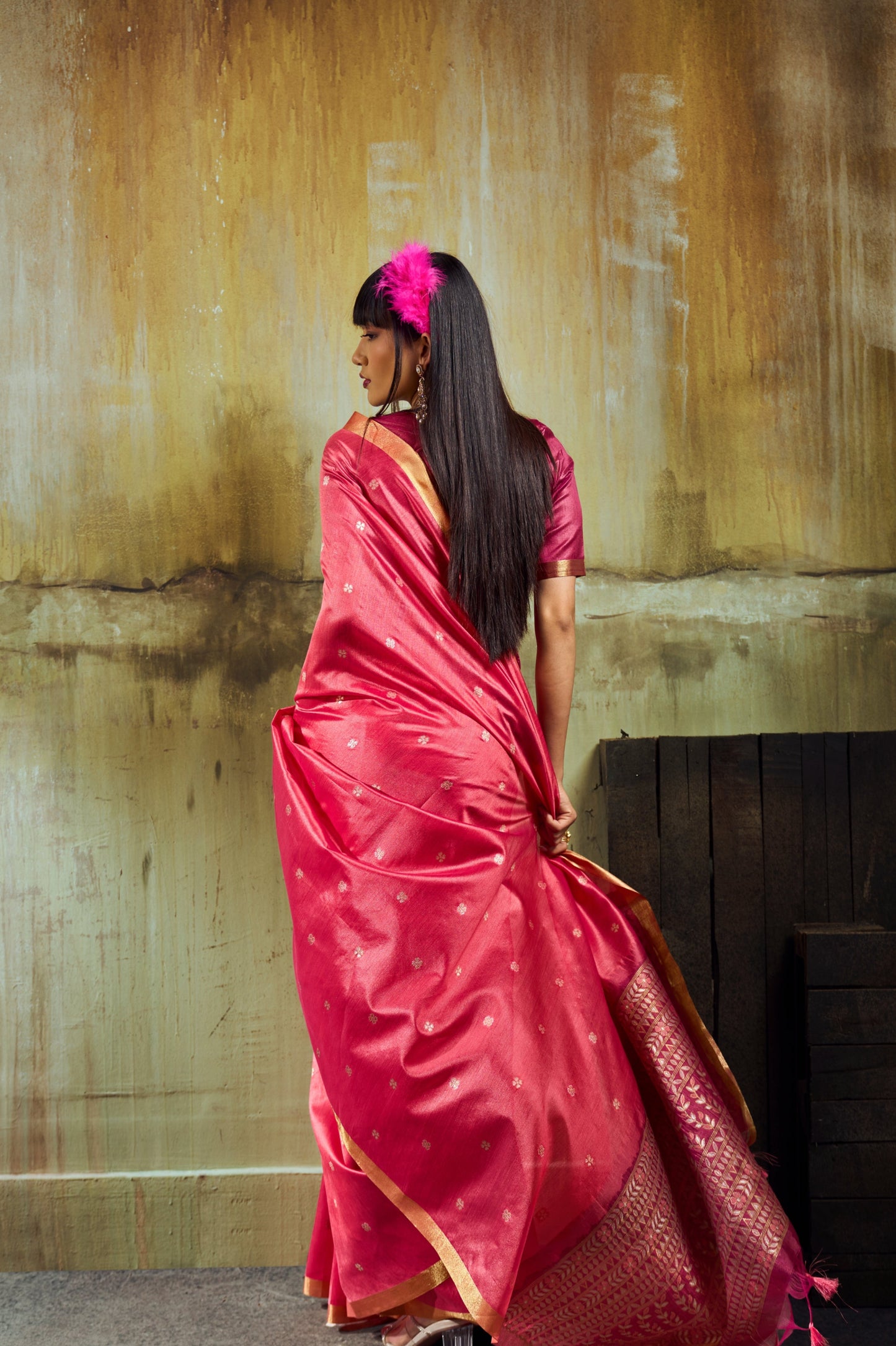 Rani Pink Soft Silk Saree for Women with Rich Zari Border & Designer Pallu