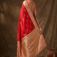 Red Silk Saree with Gold Zari Border & Rich Pallu