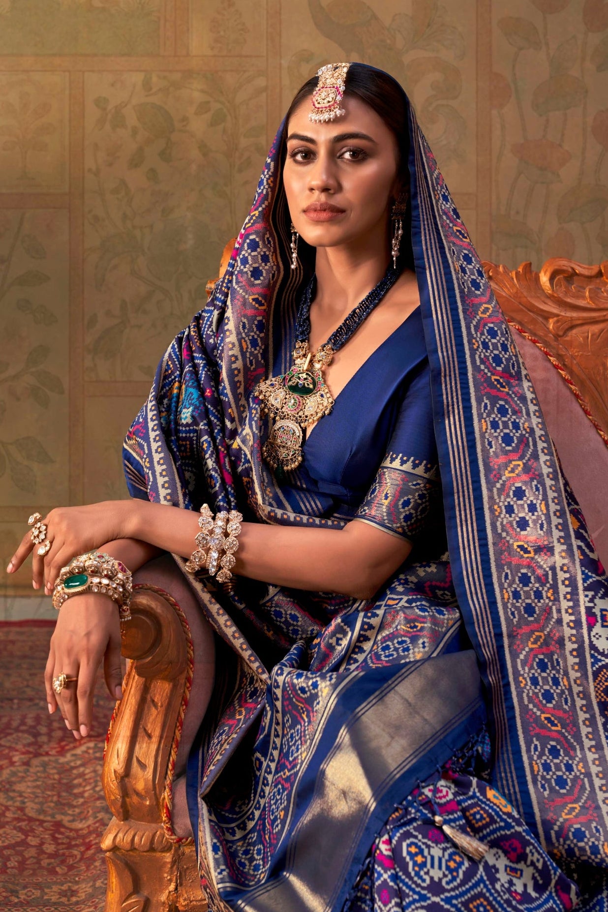 Royal Blue Banarasi Silk Patola Saree with Rich Weave & Heritage Motifs