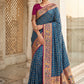 Royal Blue Banarasi Silk Saree with Meenakari Paithani Pallu and Magenta Blouse